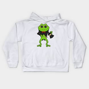 Frog as Magician with Magic wand & Hat Kids Hoodie